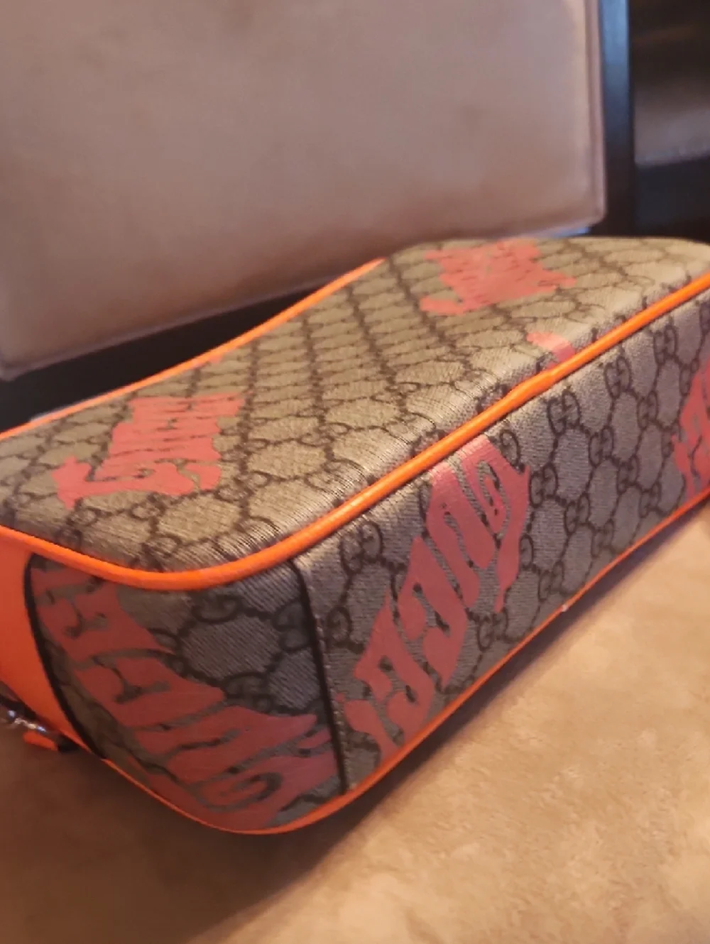 Inspired By Desiner Brown Supreme Crossbody with Orange Accents - Picture 7 of 16